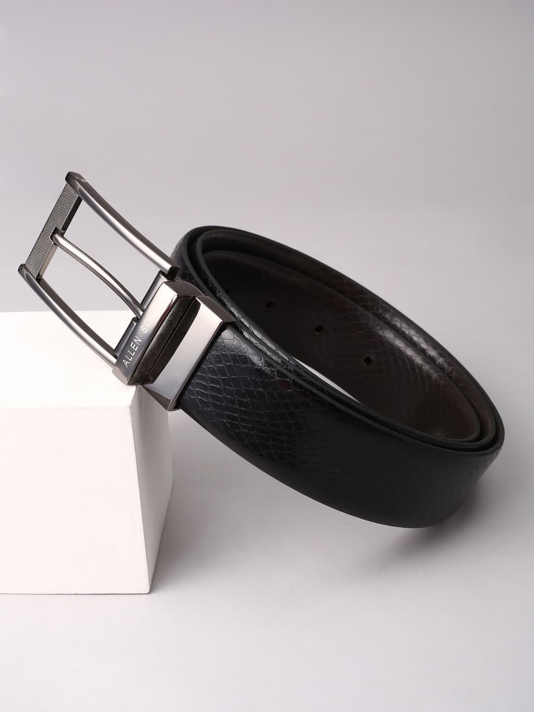 Men's Black & Brown Solid Leather Reversible Formal Belt