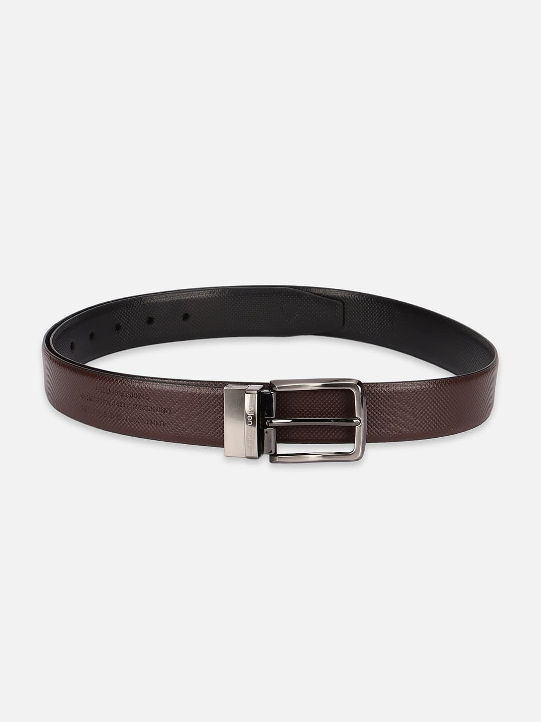 Men's Black & Brown Solid Leather Reversible Formal Belt