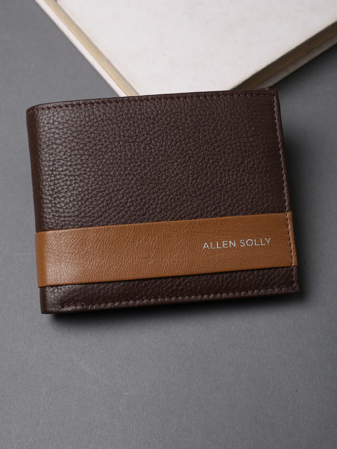 Men's Brown Casual Textured Leather Two Fold Wallet