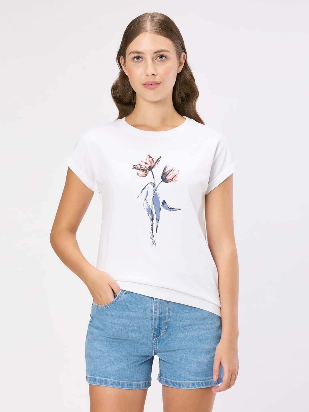 Women's White Casual Half Sleeves Graphic Tshirt