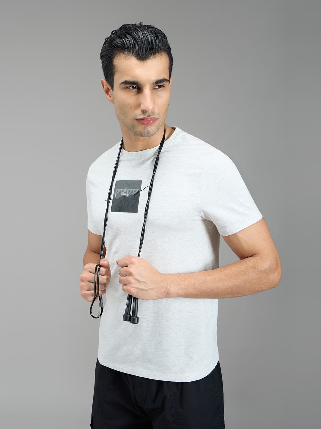 Men's White Casual Half Sleeves Solid Tshirt