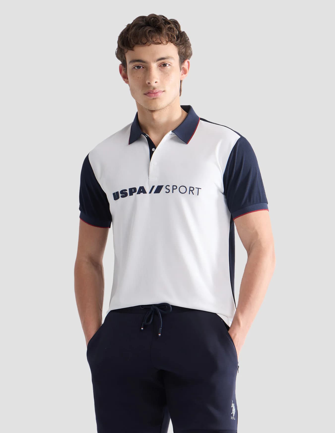Men's Off White Casual Half Sleeves Polo Tshirt