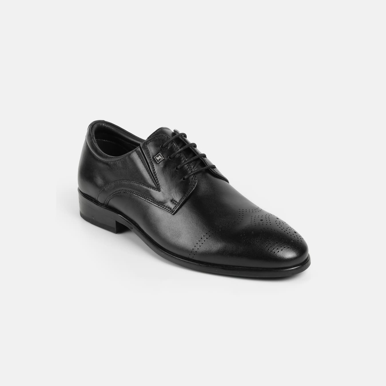 Men's Black Formal Almond Toe Leather Formal Shoes