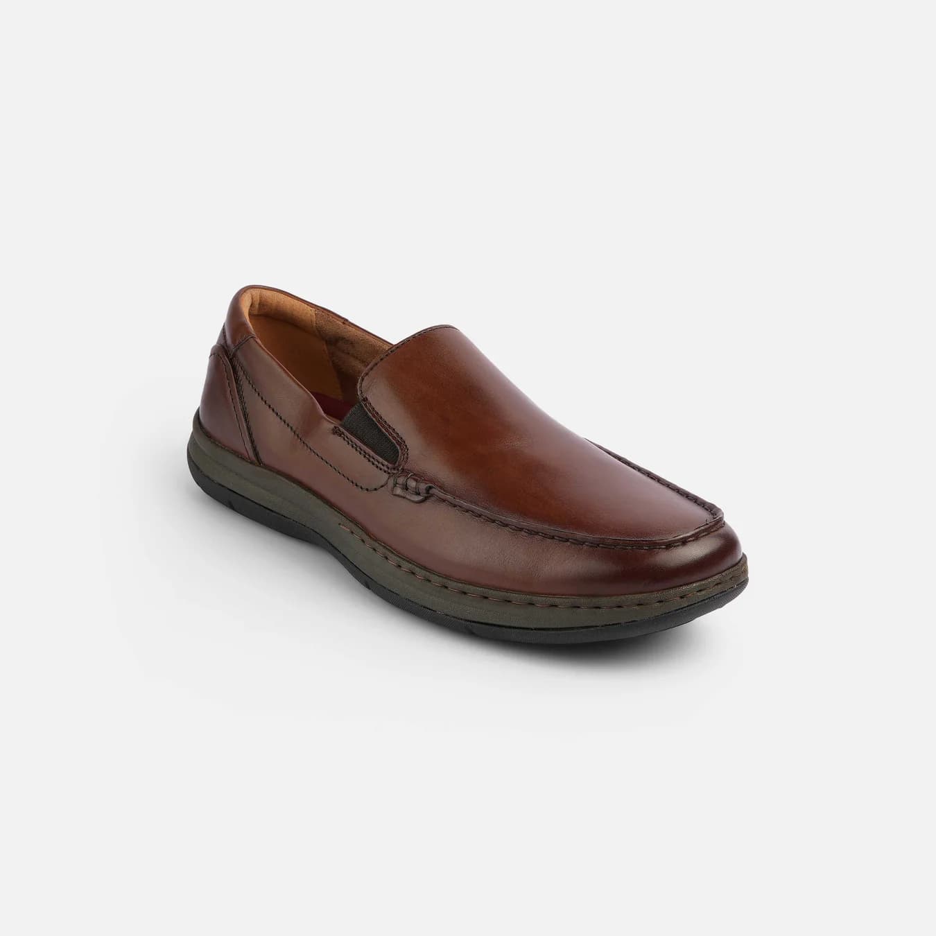 Men's Tan Formal Round Toe Leather Casual Shoes
