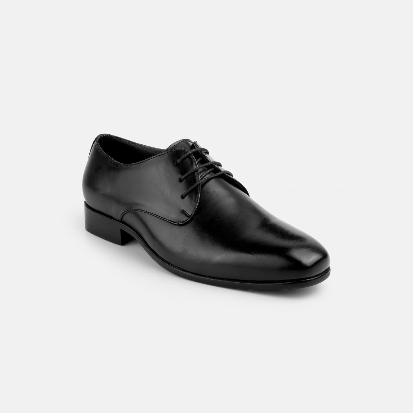 Men's Black Formal Almond Toe Leather Formal Shoes