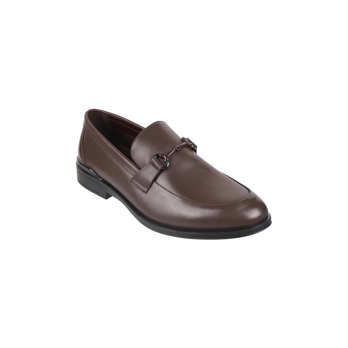 Men's Brown Formal Almond Toe Leather Formal Shoes