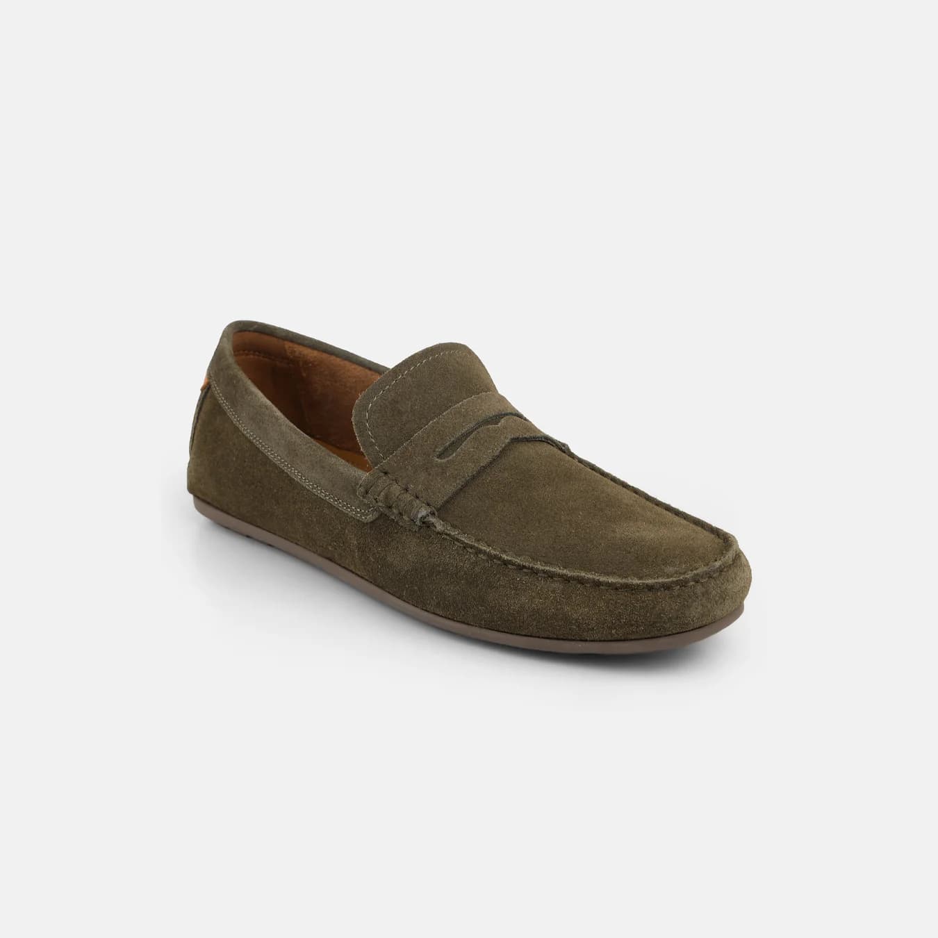 Men's Green Casual Round Toe Leather Casual Shoes