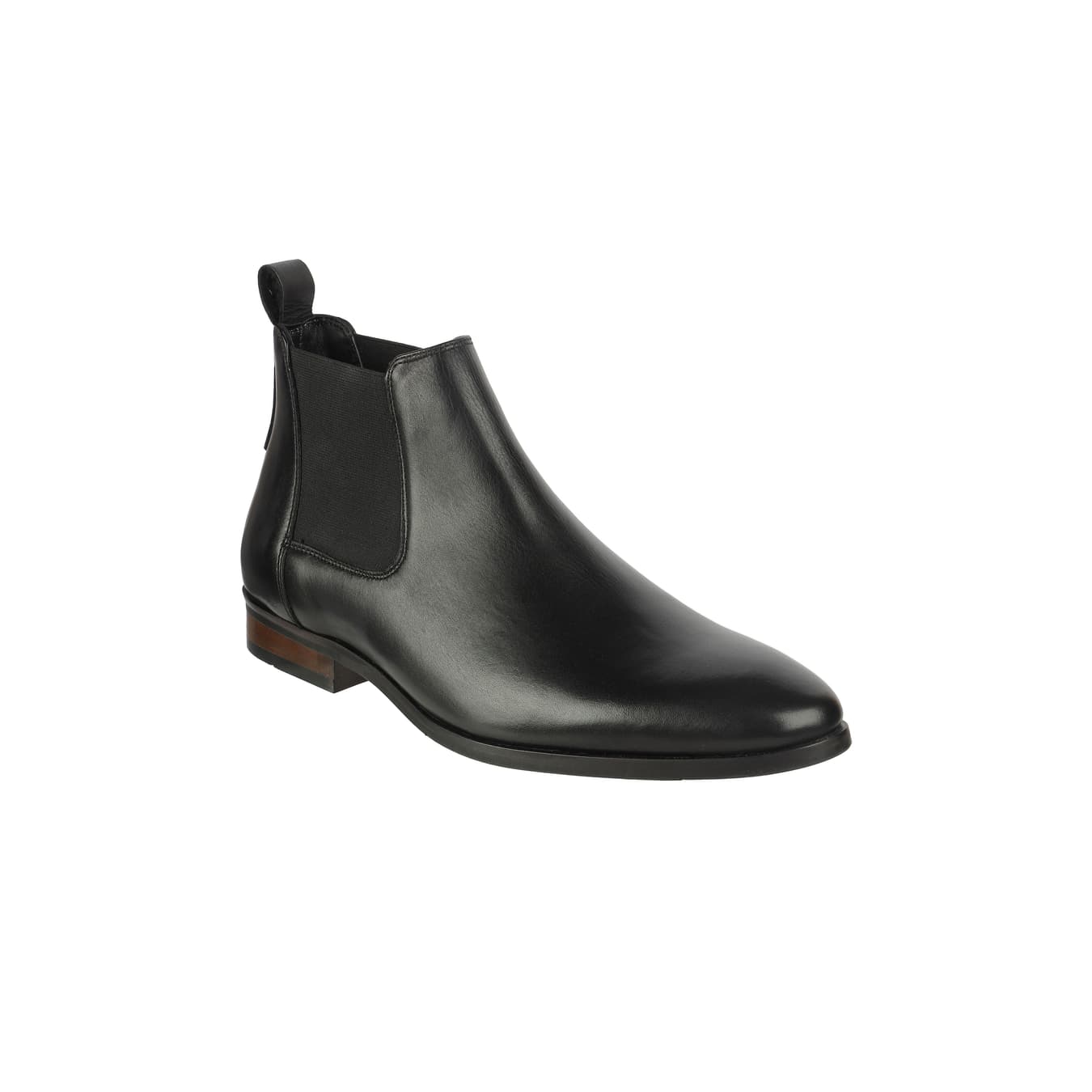 Men's Black Formal Round Toe Leather Boots