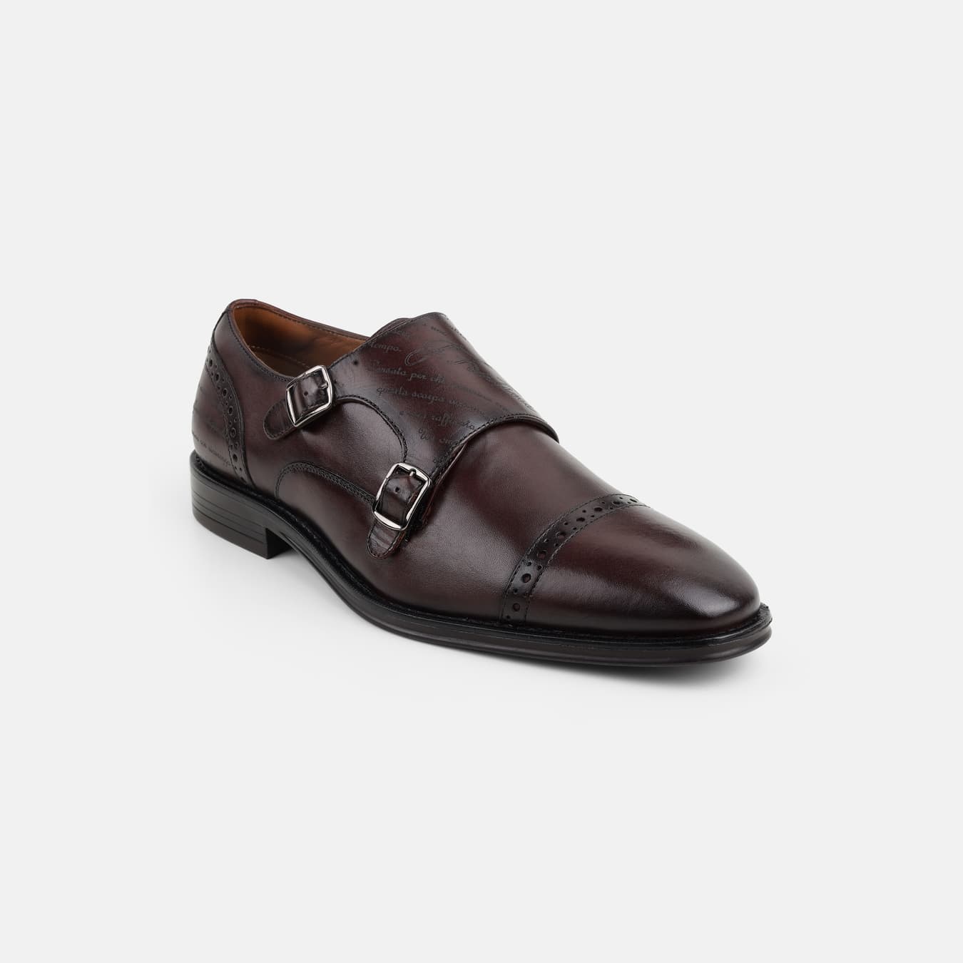 Men's Brown Formal Almond Toe Leather Formal Shoes