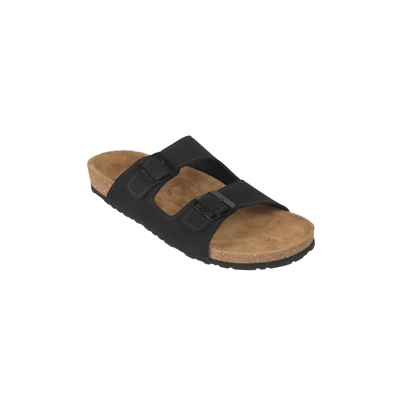 Men's Black Casual Round Toe Leather Sandals