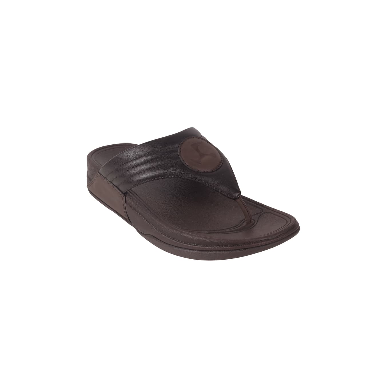 Men's Brown Casual Round Toe Leather Sandals