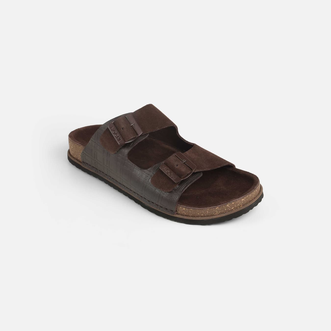 Men's Brown Casual Round Toe Leather Sandals