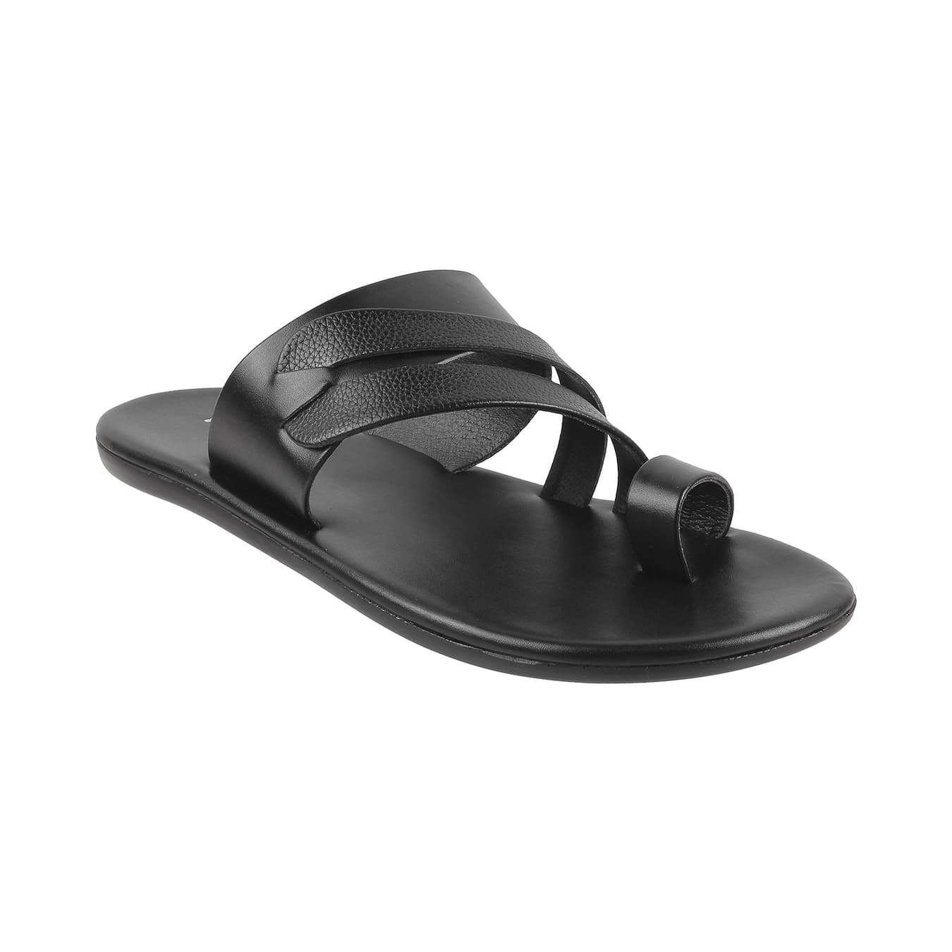 Men's Black Casual Round Toe Synthetic Sandals