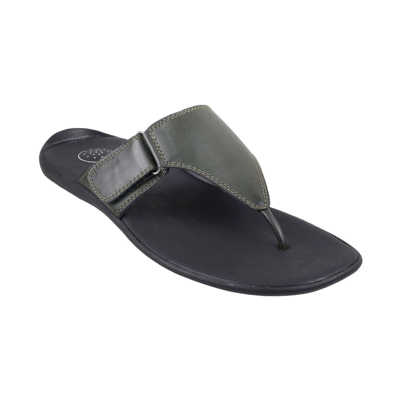 Men's Green Casual Round Toe Leather Sandals