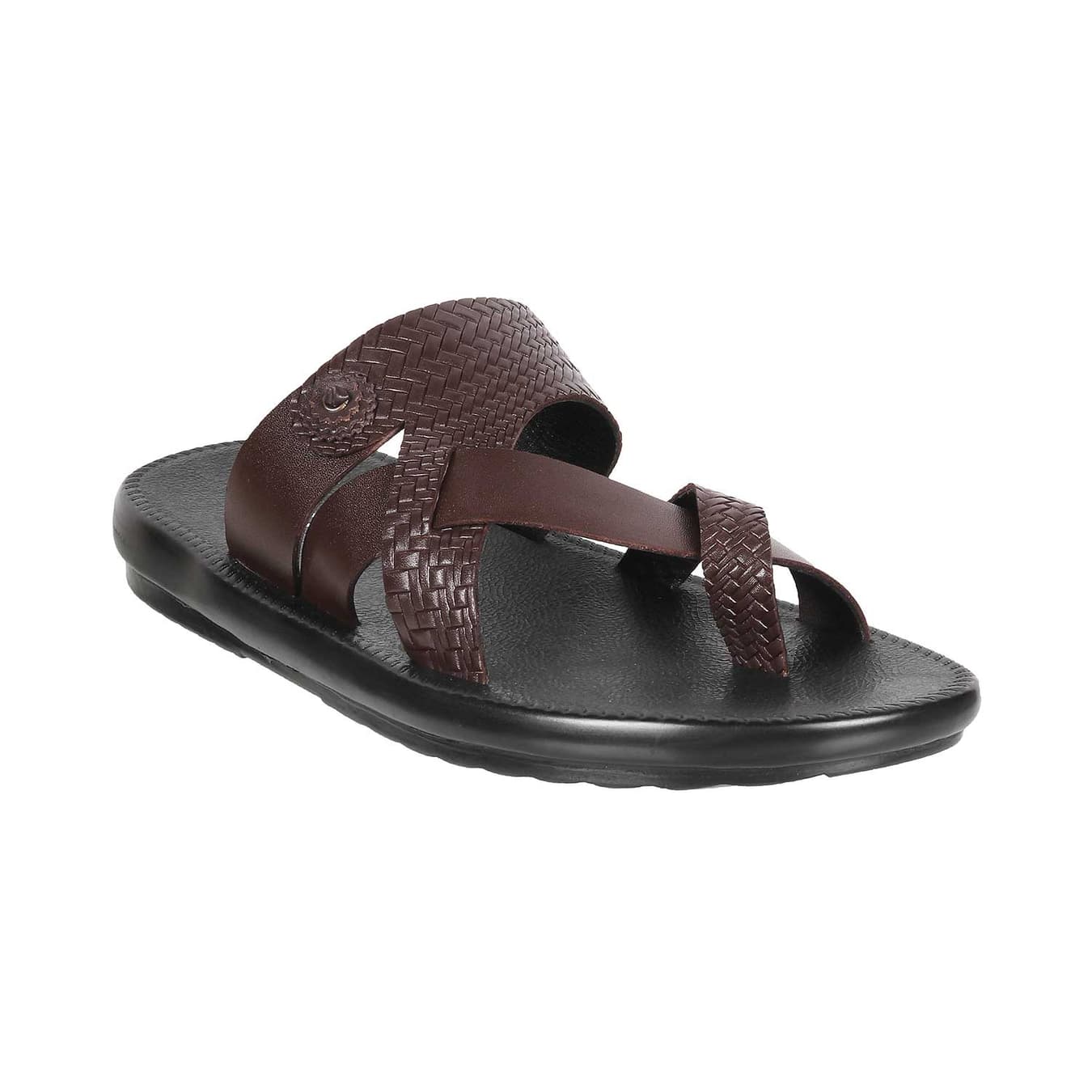 Men's Brown Casual Round Toe Leather Sandals