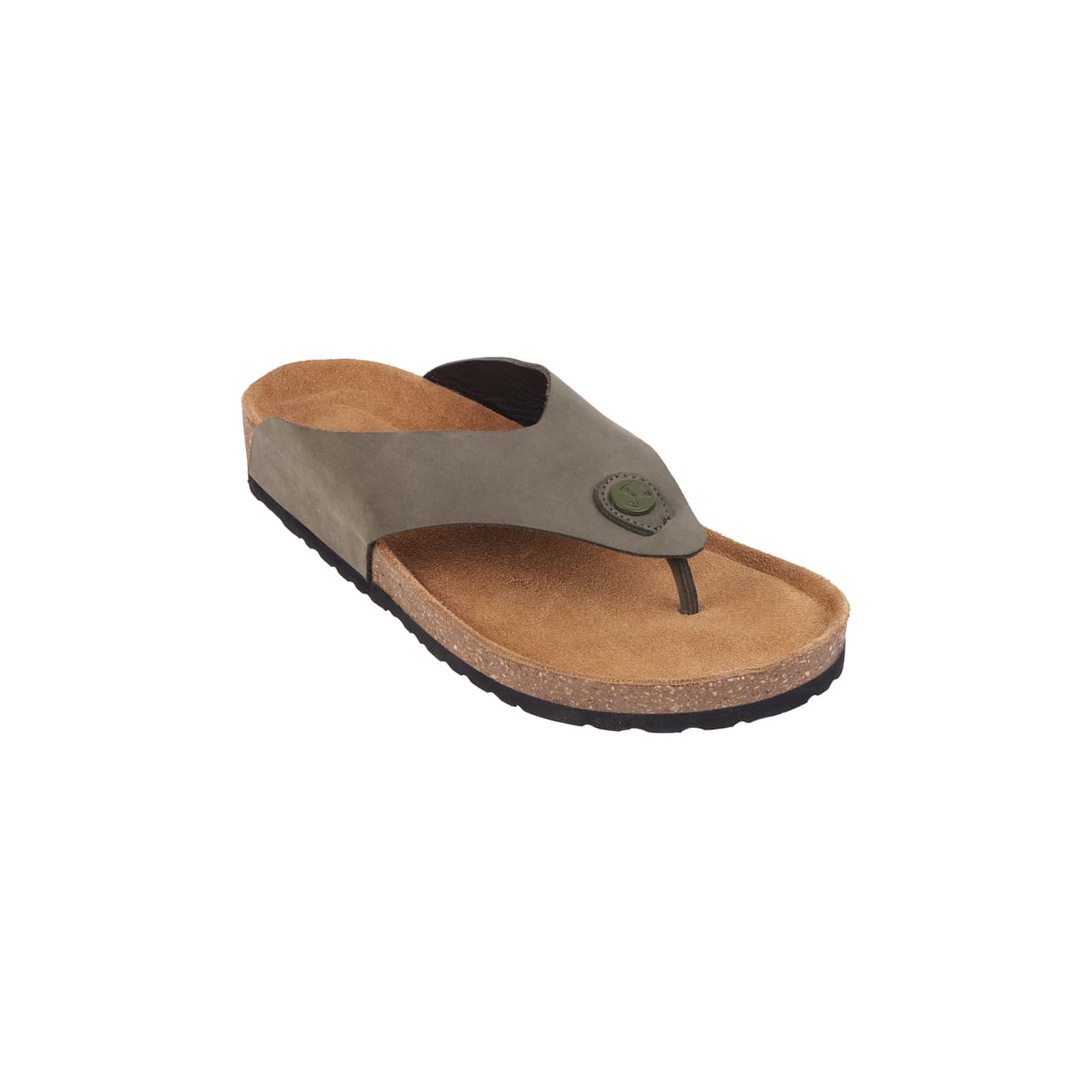 Men's Green Casual Round Toe Leather Sandals
