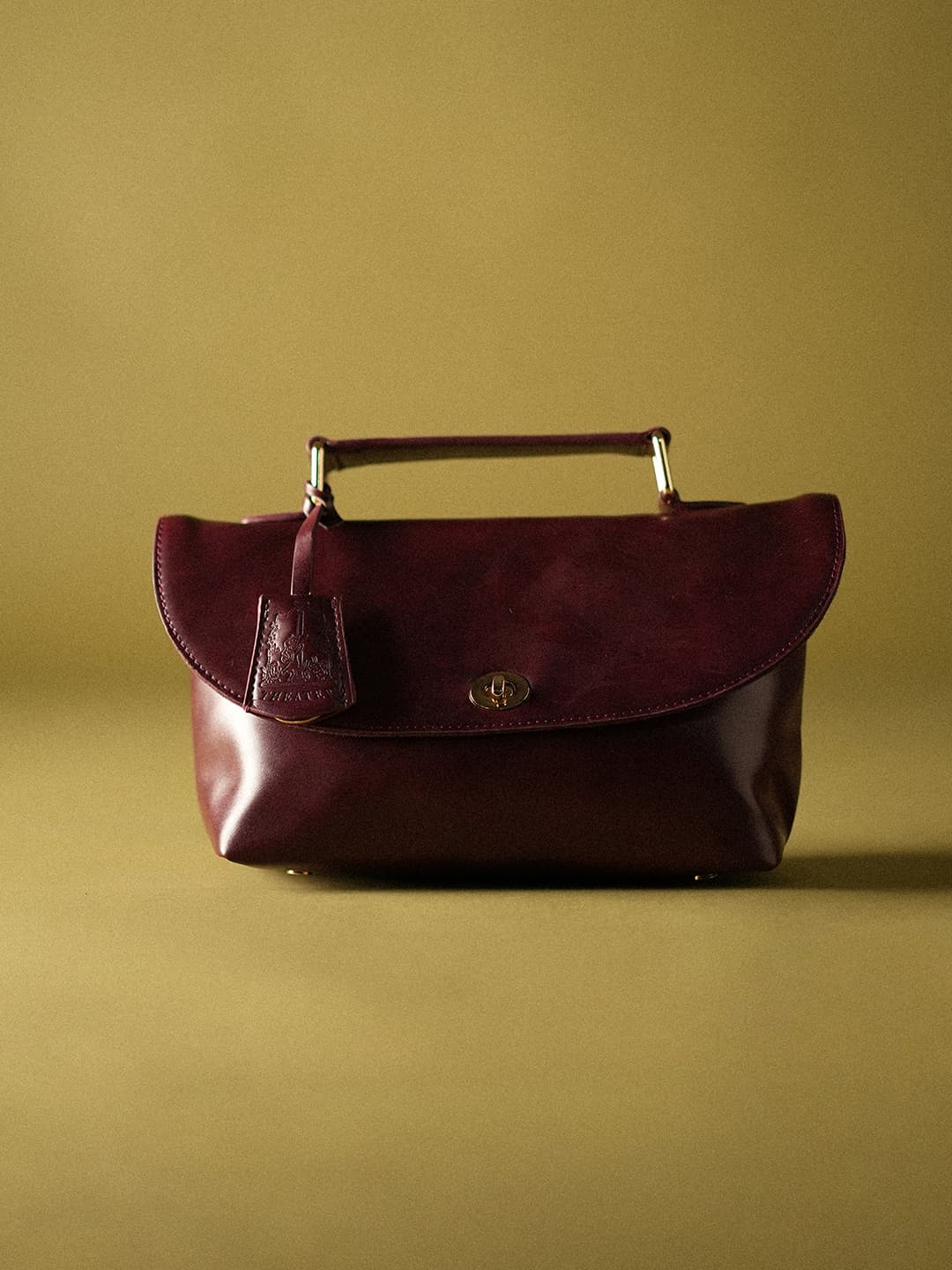 Women's Red Casual Solid Professor Fowl Maroon Structured Top Handle Sling Bag