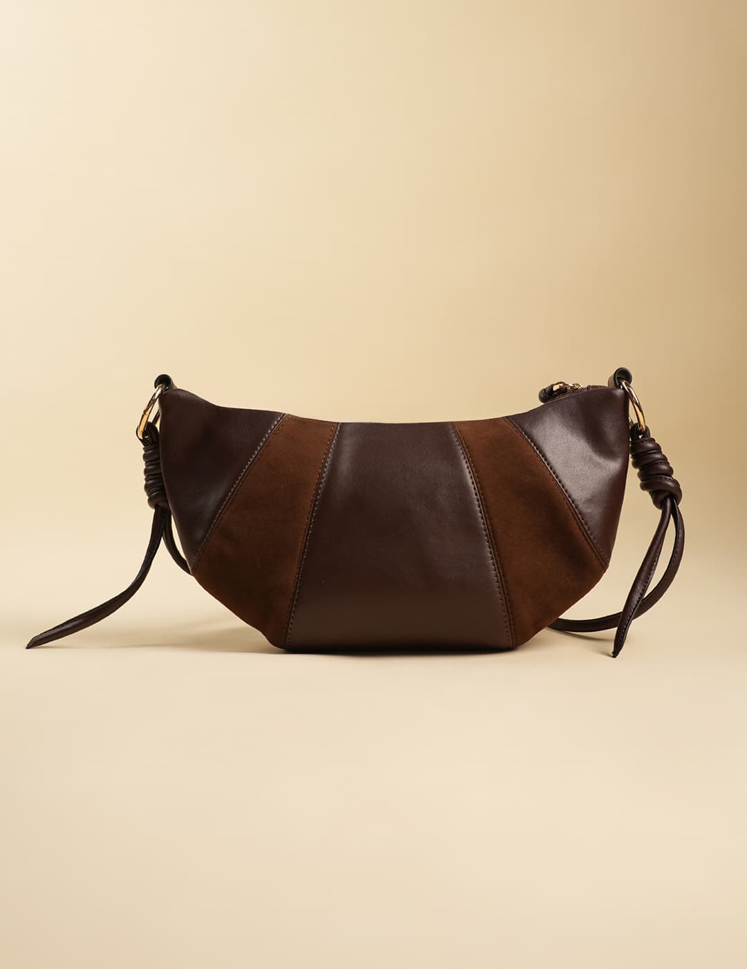 Women's Brown Casual Solid Shrimp Patchwork Leather Sling Bag