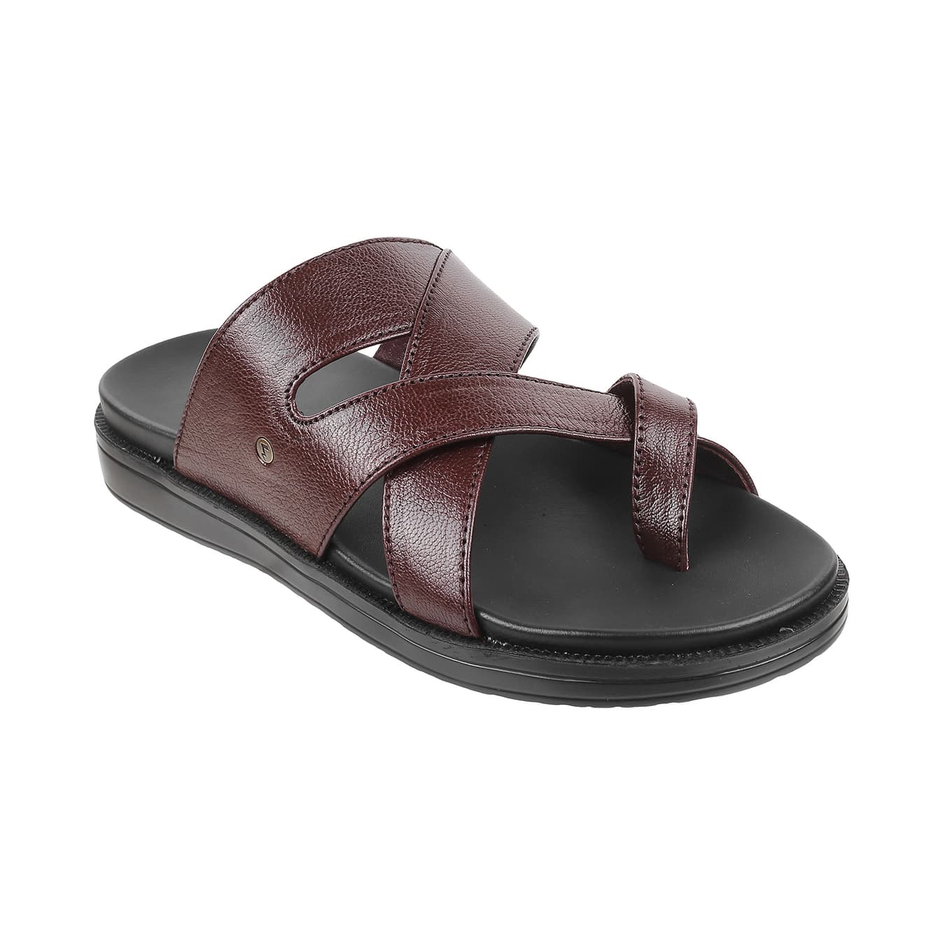 Men's Red Casual Round Toe Leather Sandals