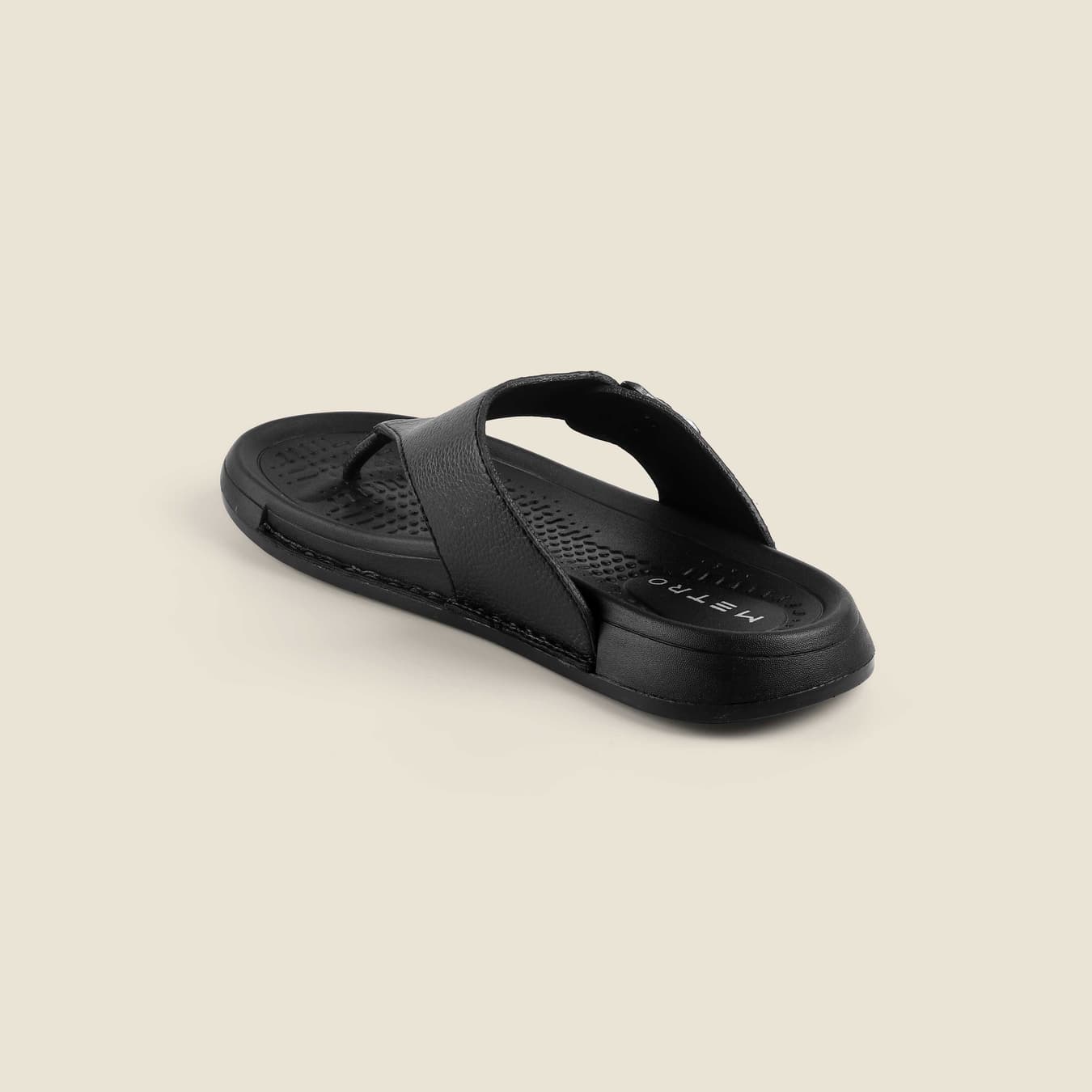 Men's Black Casual Round Toe Synthetic Sandals