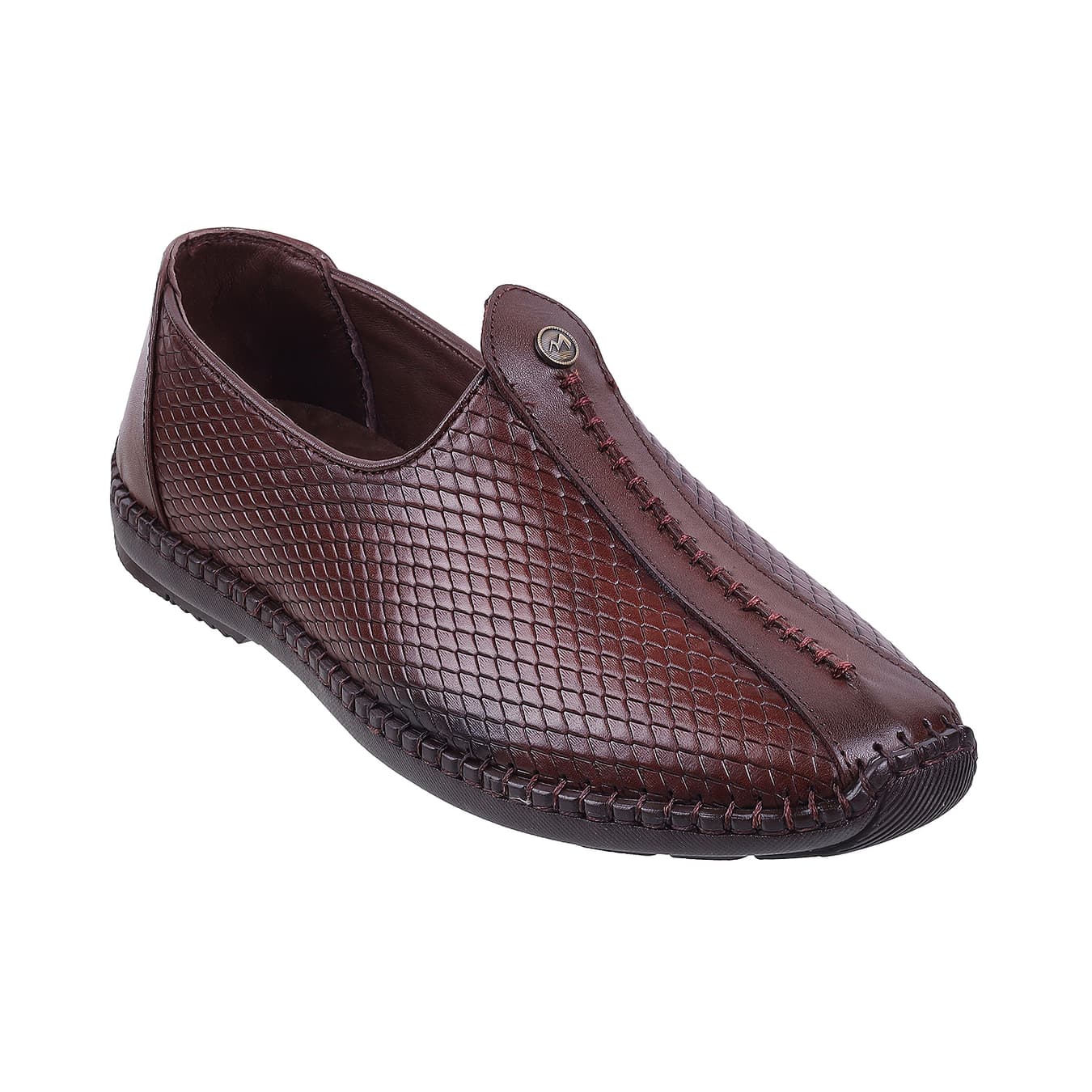 Men's Brown Traditional Round Toe Leather Casual Shoes