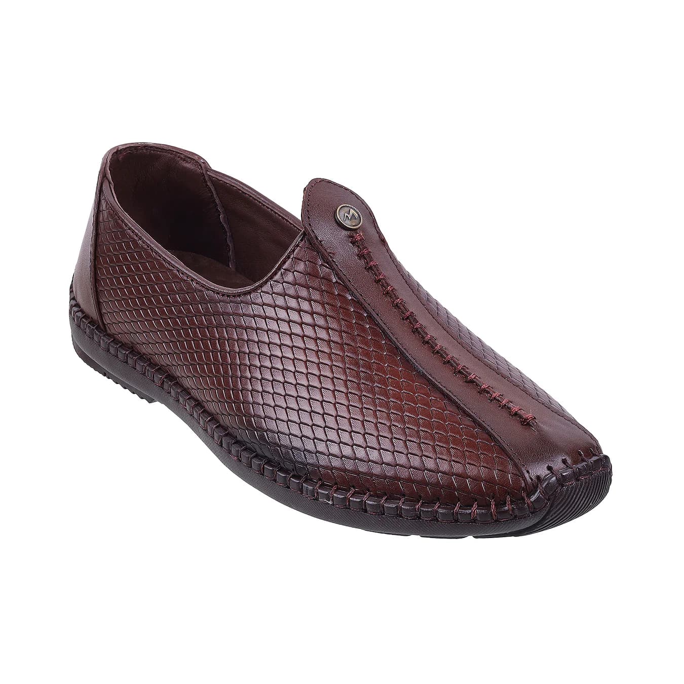 Men's Brown Traditional Round Toe Leather Casual Shoes