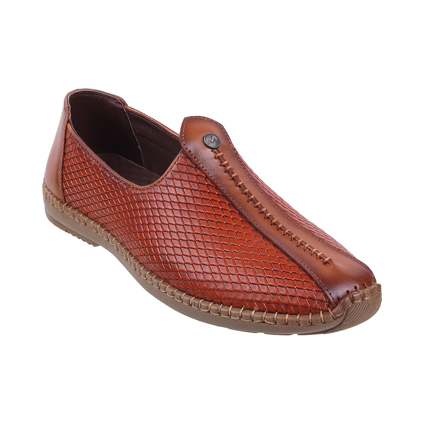 Men's Tan Traditional Round Toe Leather Casual Shoes