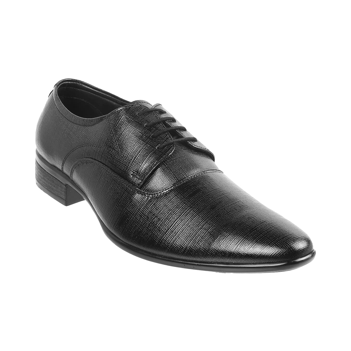 Men's Black Formal Almond Toe Leather Formal Shoes