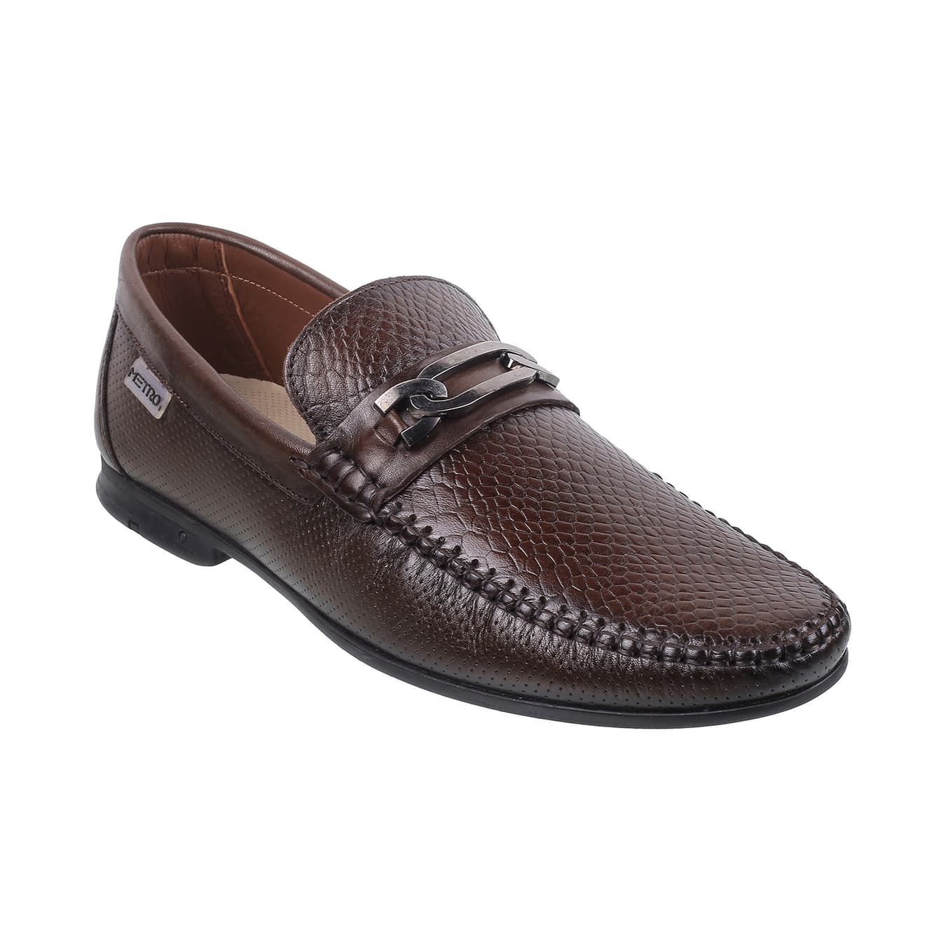 Men's Brown Formal Almond Toe Leather Formal Shoes