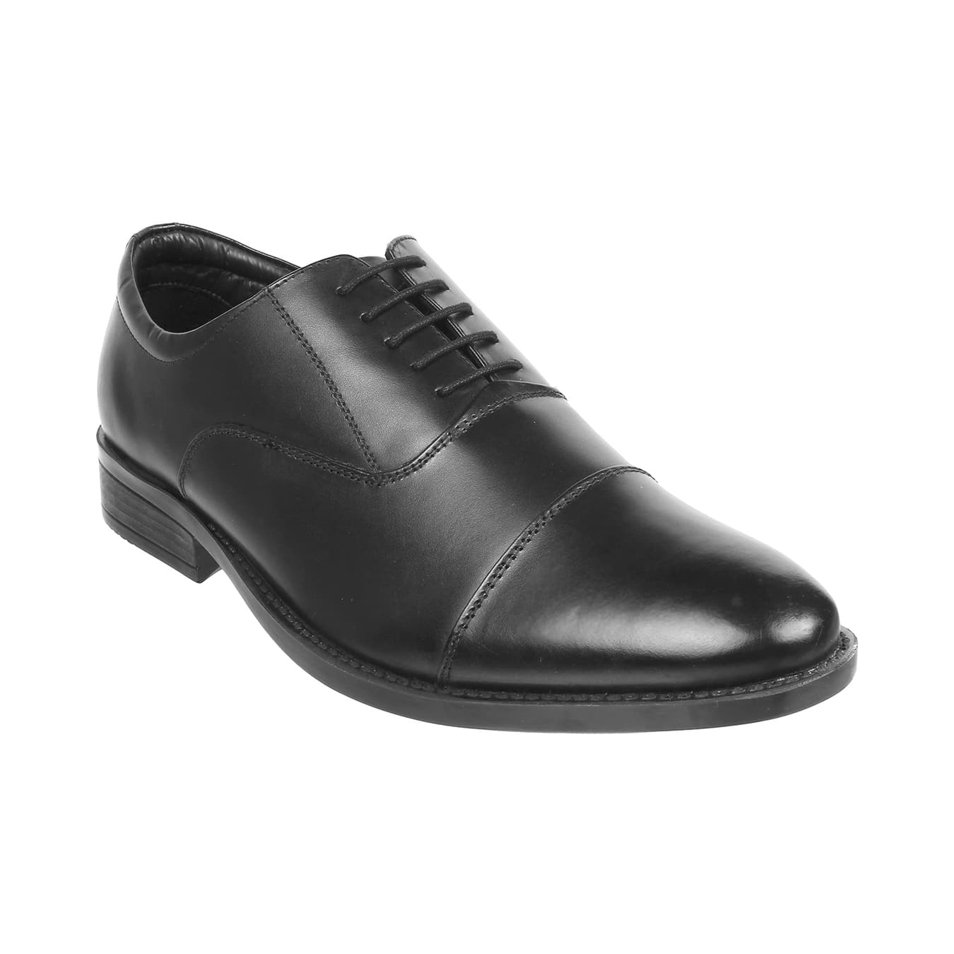 Men's Black Formal Almond Toe Leather Formal Shoes