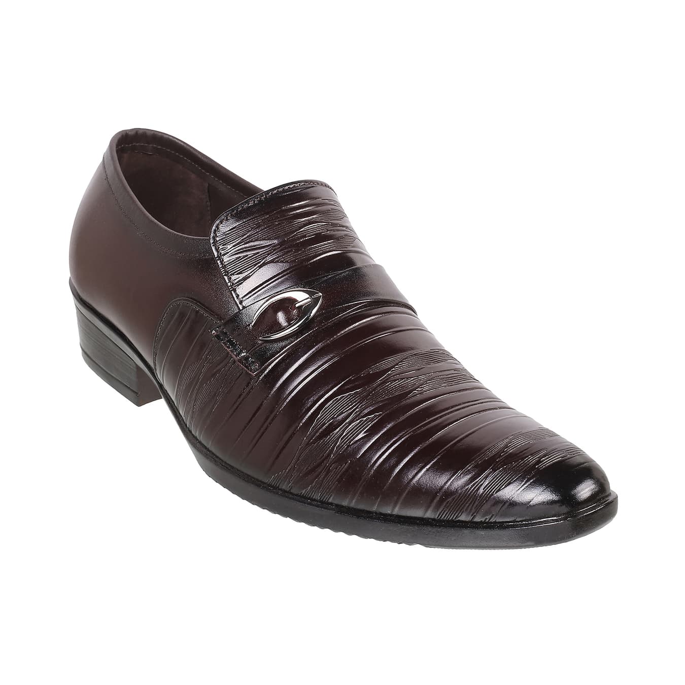 Men's Brown Formal Almond Toe Leather Formal Shoes