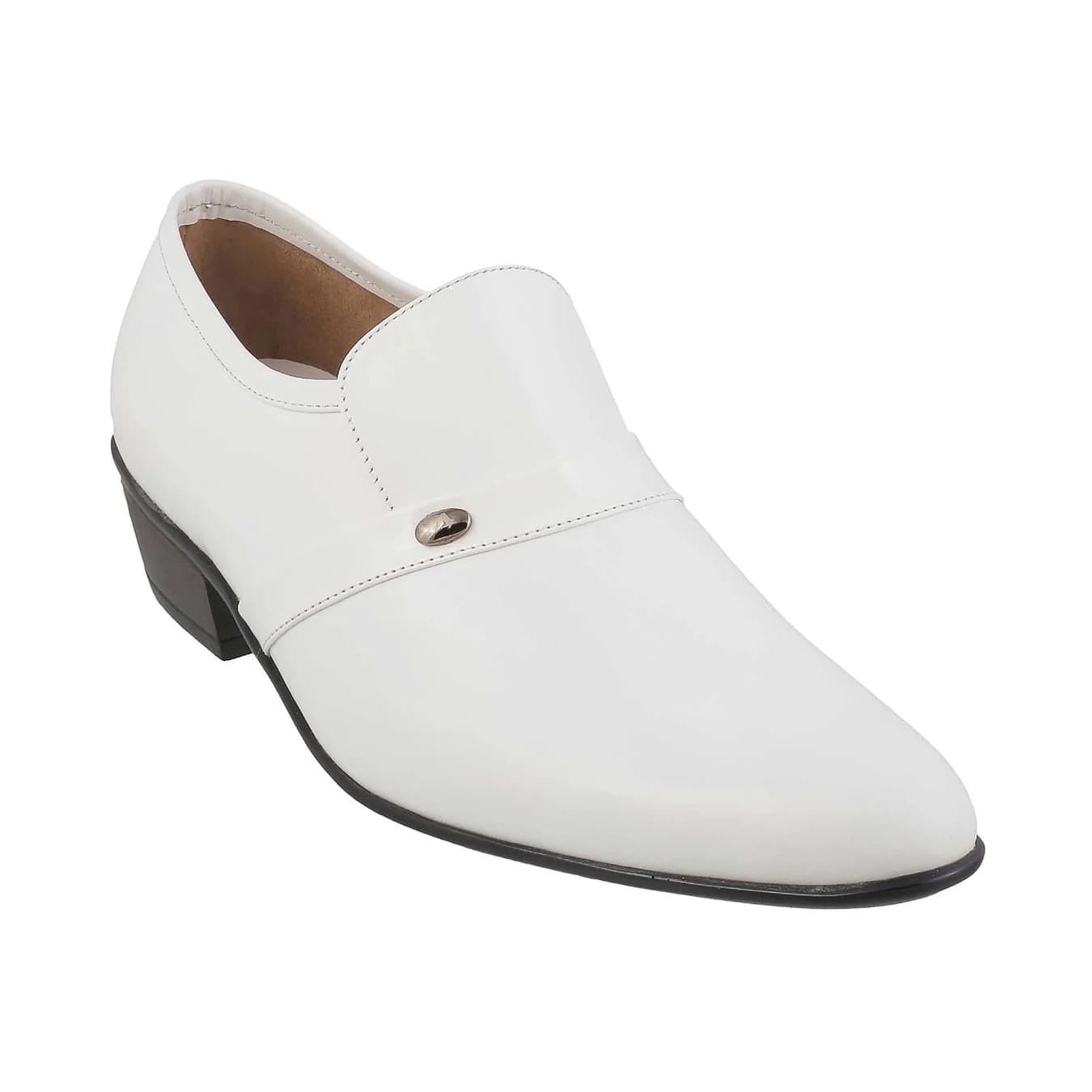 Men's White Formal Round Toe Leather Casual Shoes