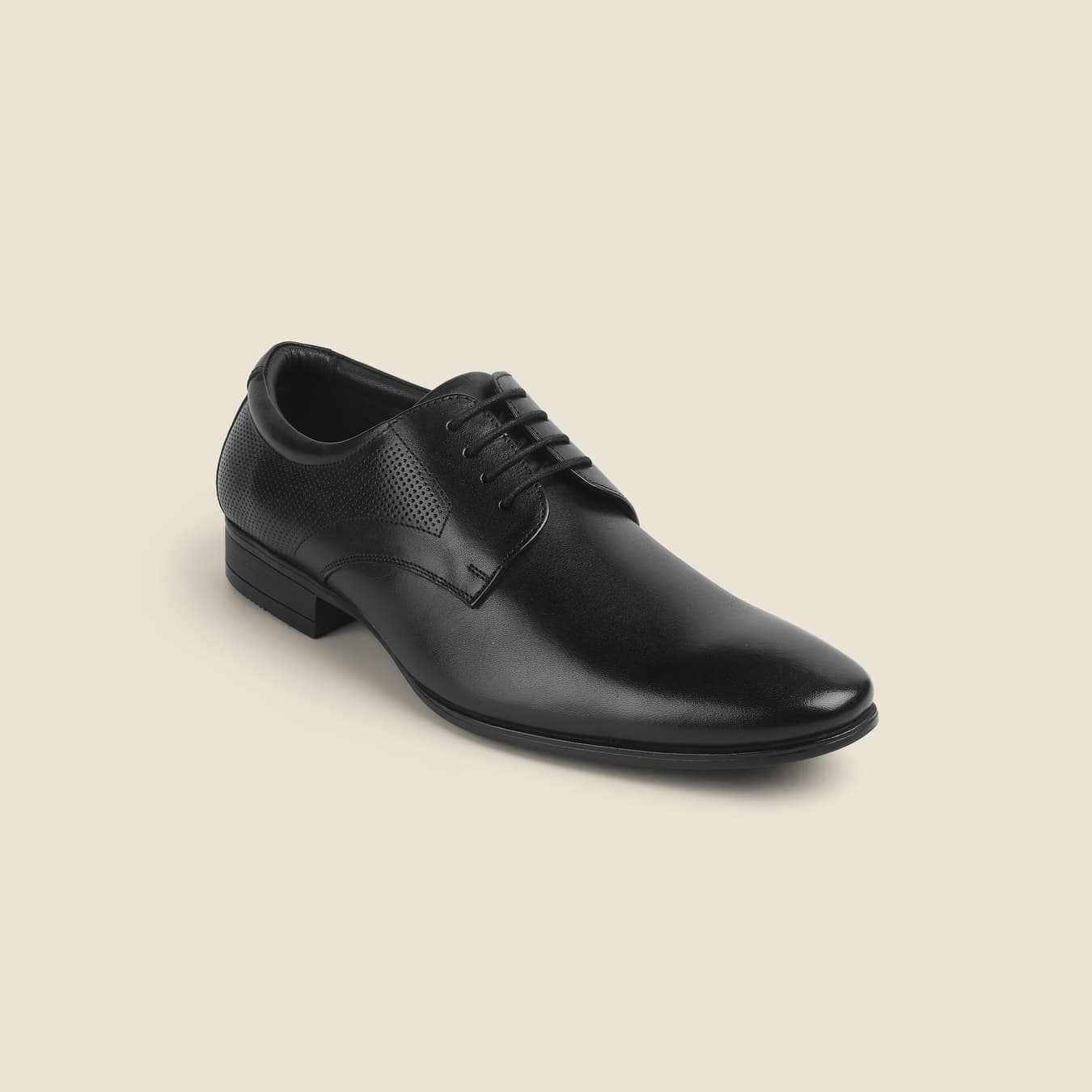 Men's Black Formal Round Toe Leather Formal Shoes