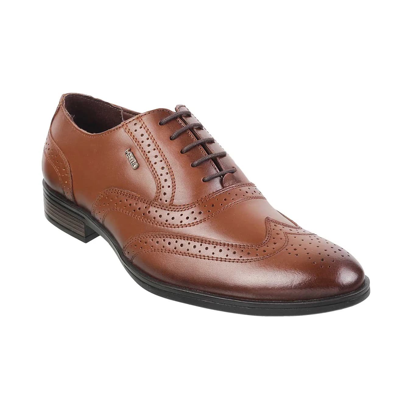 Men's Tan Formal Round Toe Leather Formal Shoes