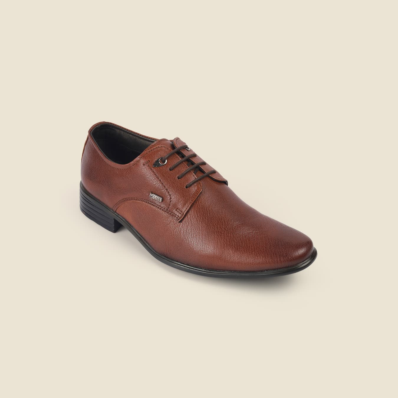 Men's Tan Formal Round Toe Leather Formal Shoes