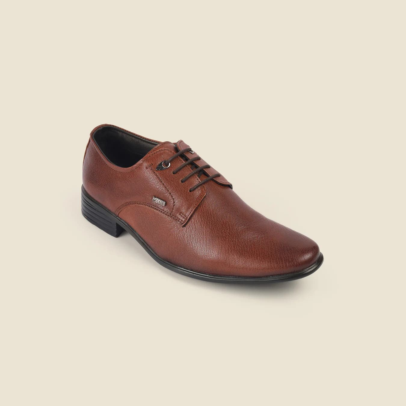 Men's Tan Formal Round Toe Leather Formal Shoes