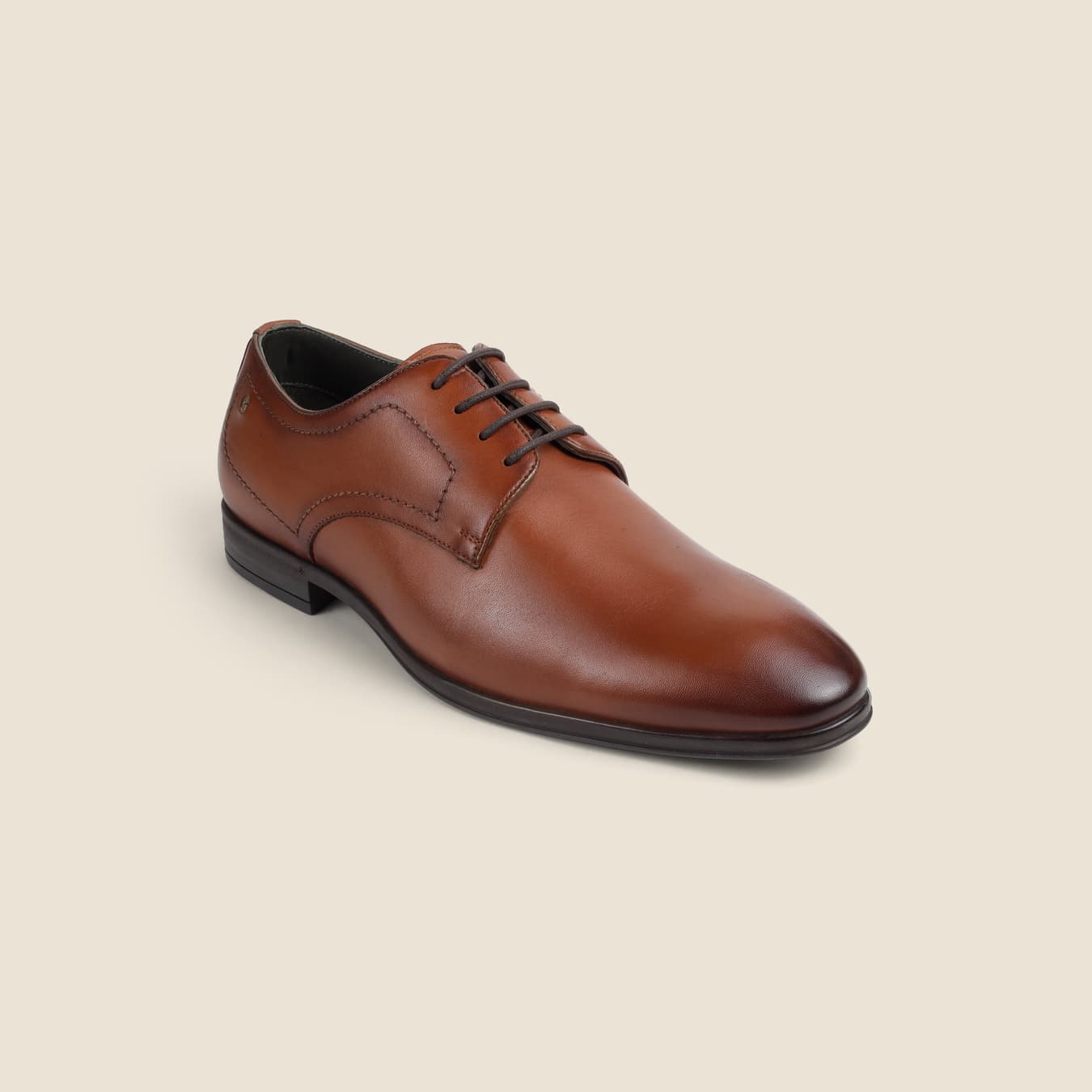 Men's Tan Formal Round Toe Leather Formal Shoes