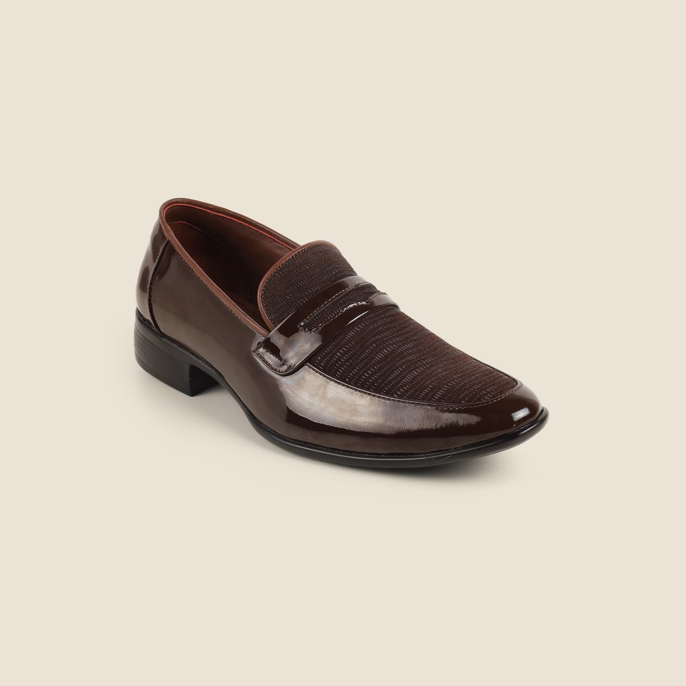 Men's Red Formal Round Toe Leather Casual Shoes