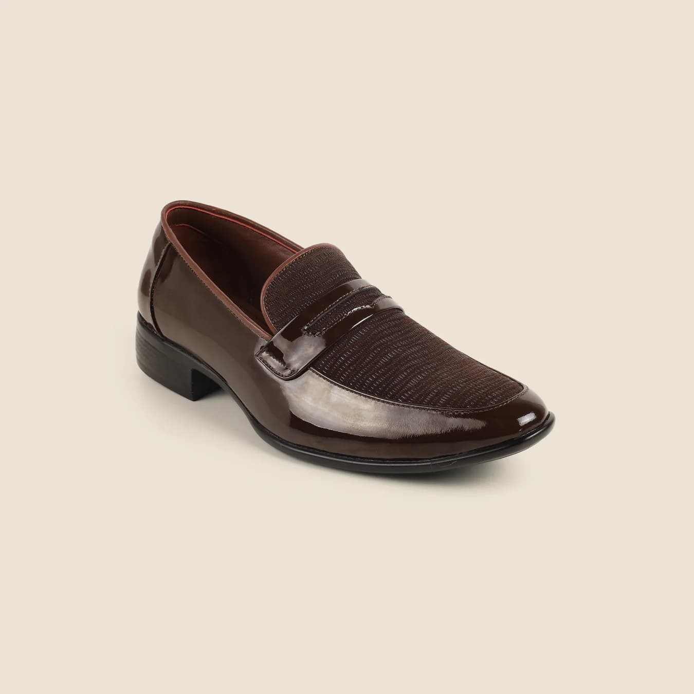 Men's Red Formal Round Toe Leather Casual Shoes