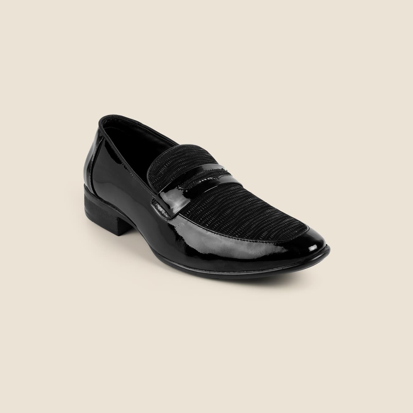 Men's Black Formal Round Toe Leather Casual Shoes