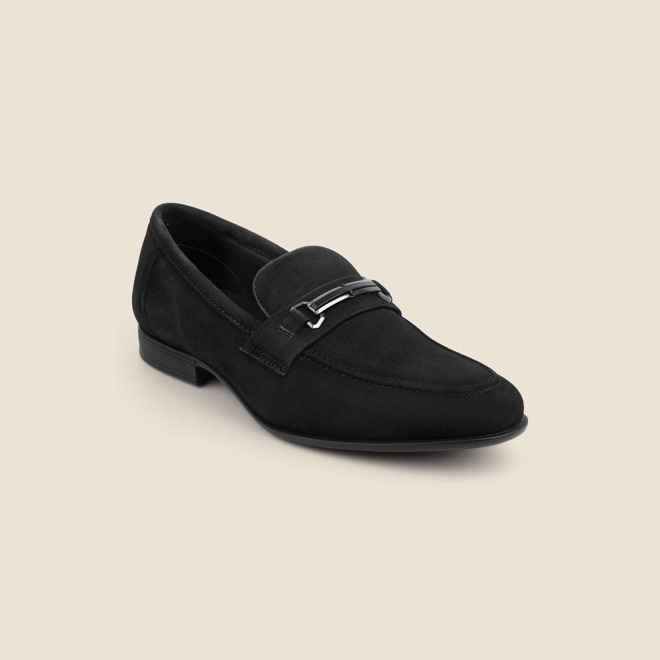 Men's Black Formal Round Toe Leather Casual Shoes