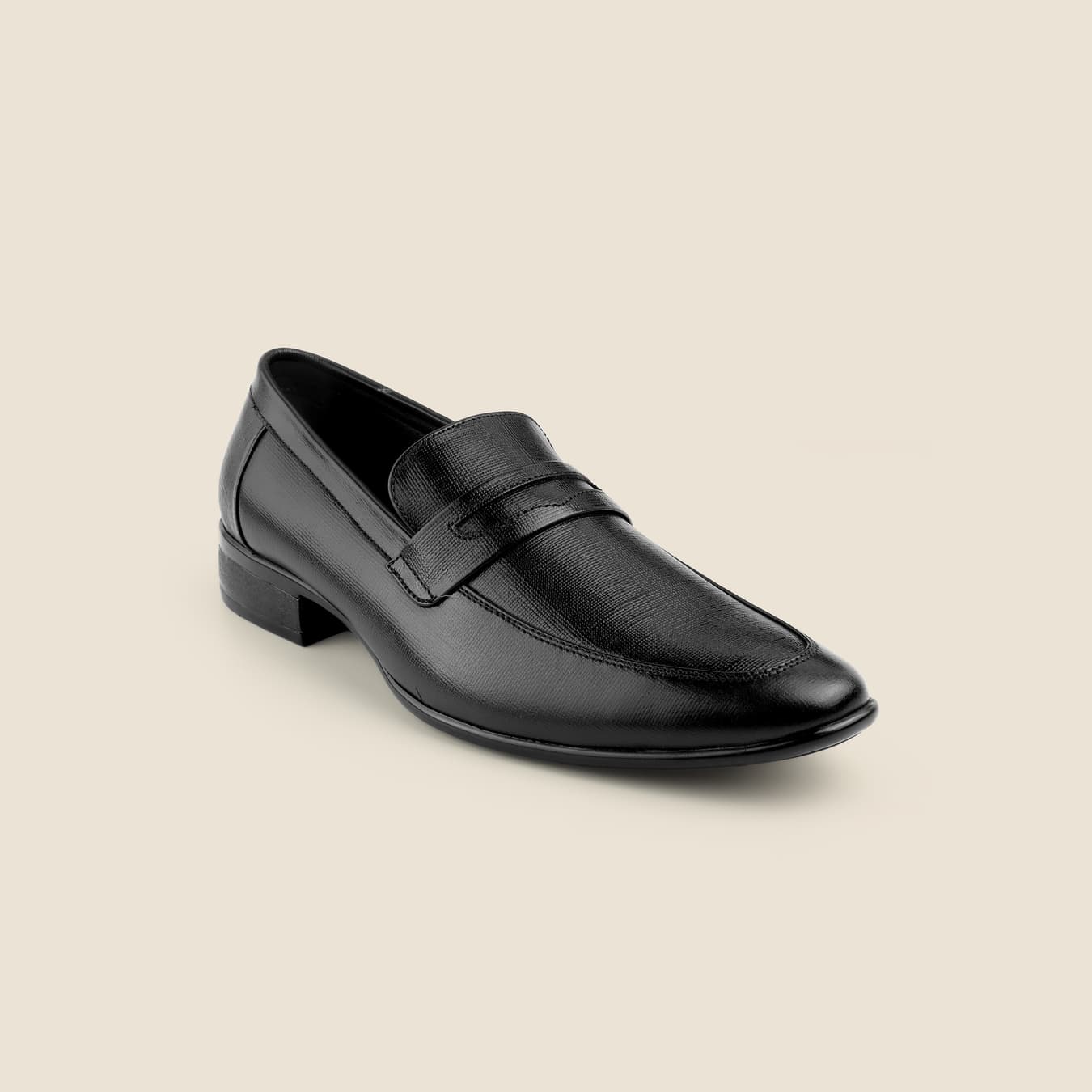 Men's Black Formal Round Toe Leather Casual Shoes