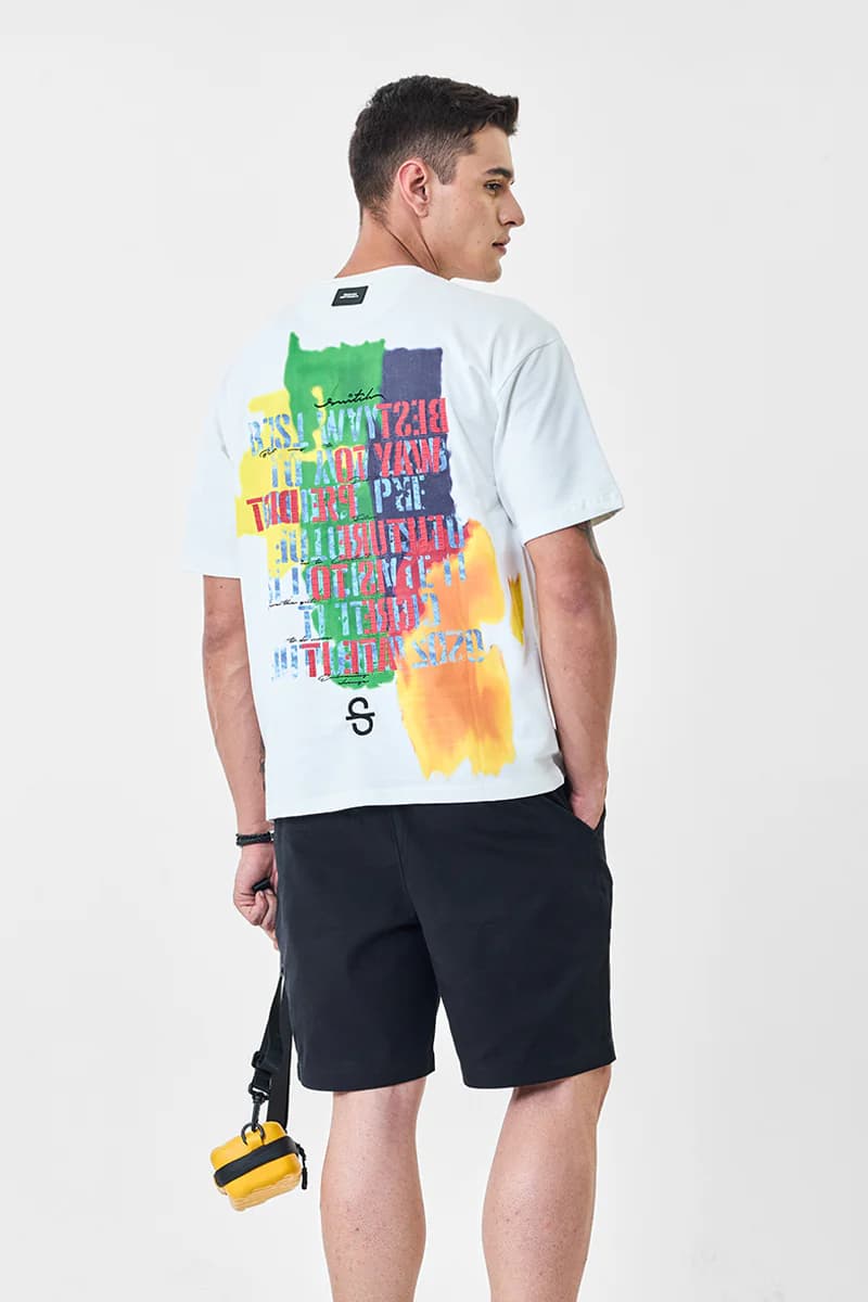 Men's White Casual Graphic Round Neck Half Sleeves Tshirt