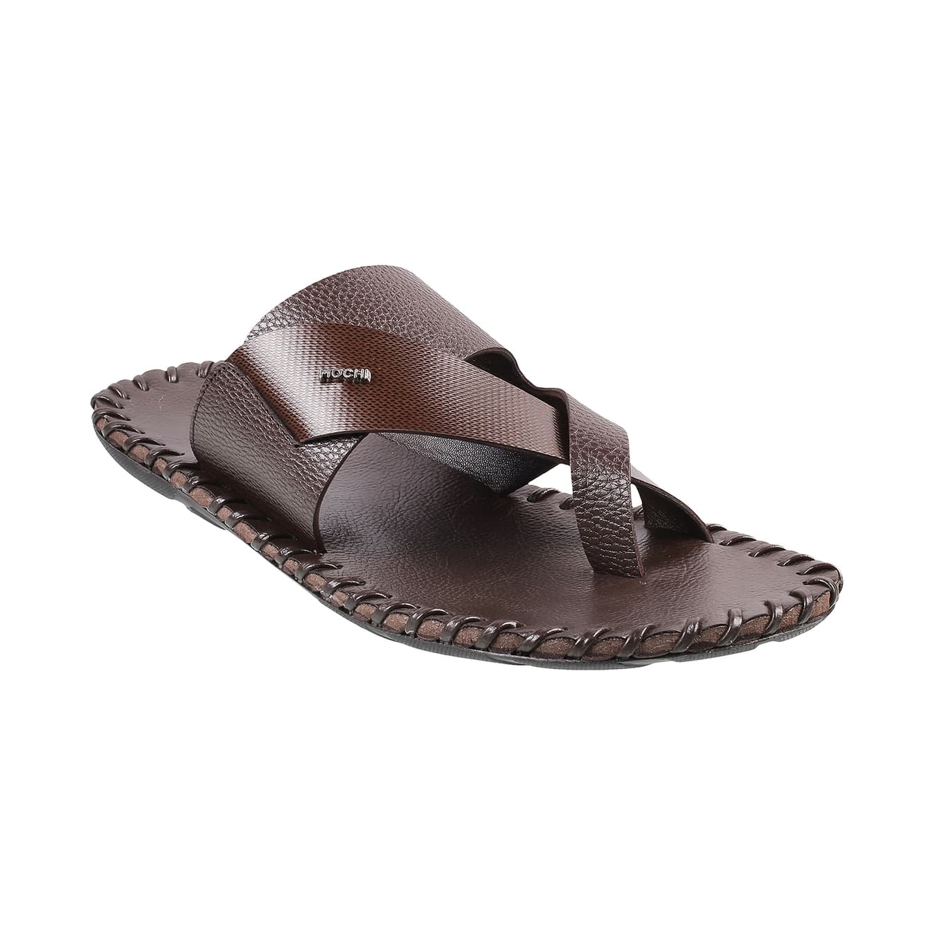 Men's Brown Casual Round Toe Leather Sandals