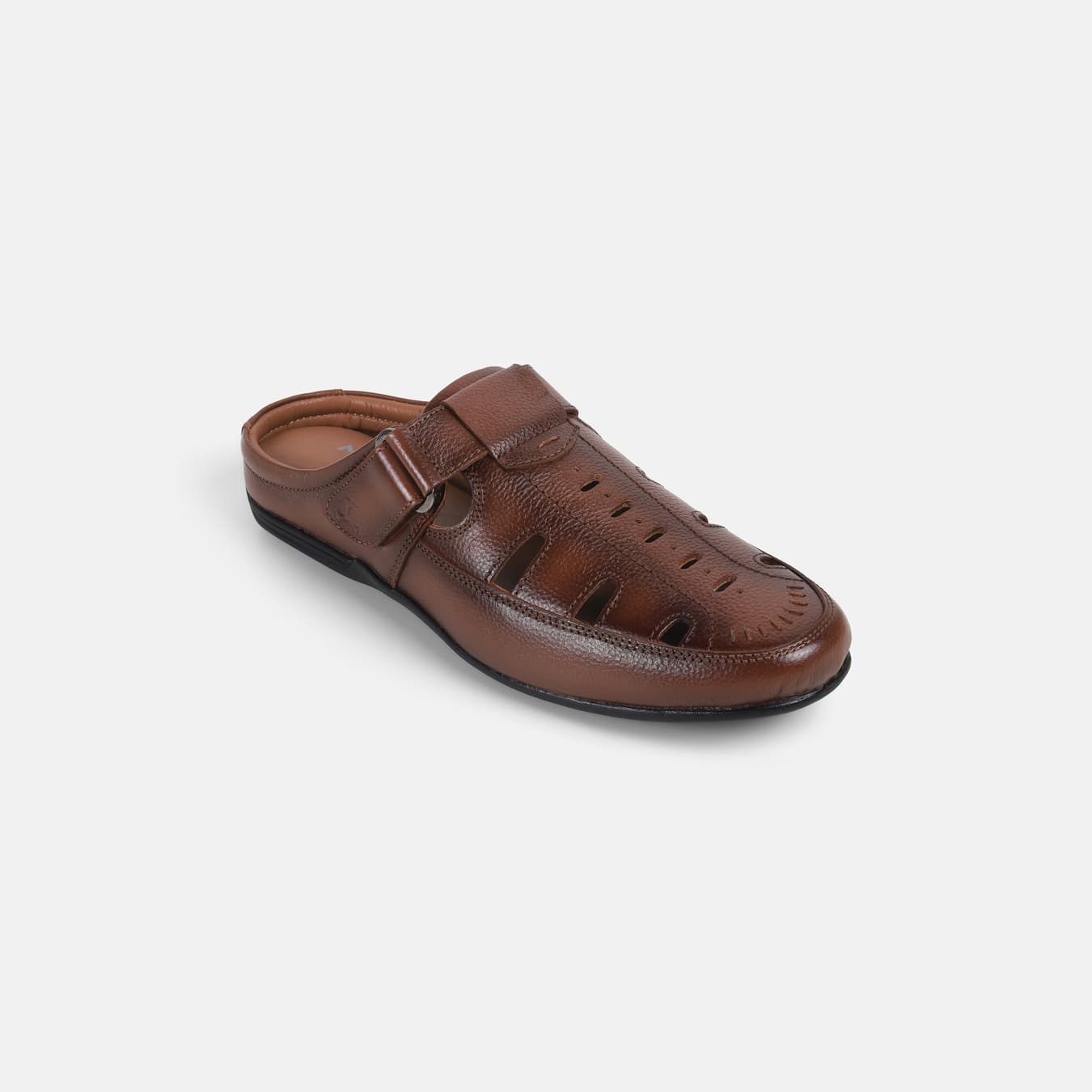 Men's Tan Casual Round Toe Leather Sandals