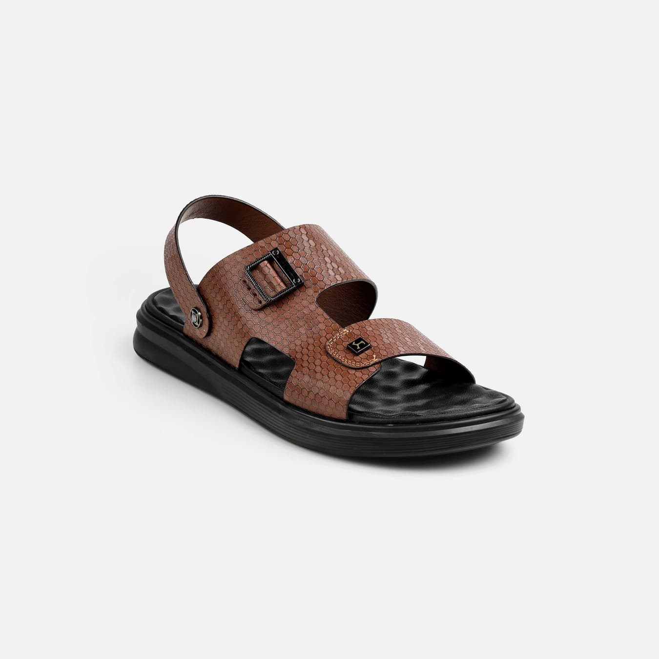 Men's Brown Casual Round Toe Leather Sandals
