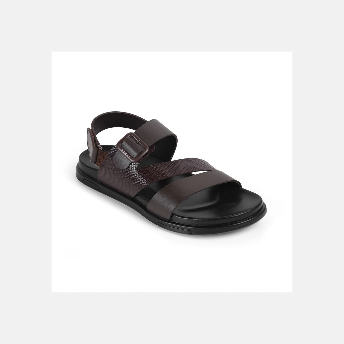 Men's Brown Casual Round Toe Leather Sandals