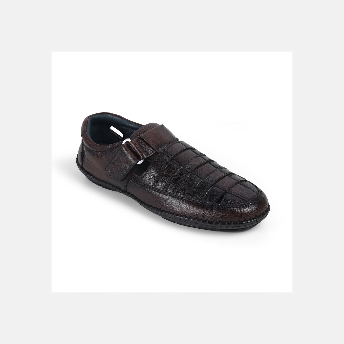 Men's Red Casual Round Toe Leather Sandals