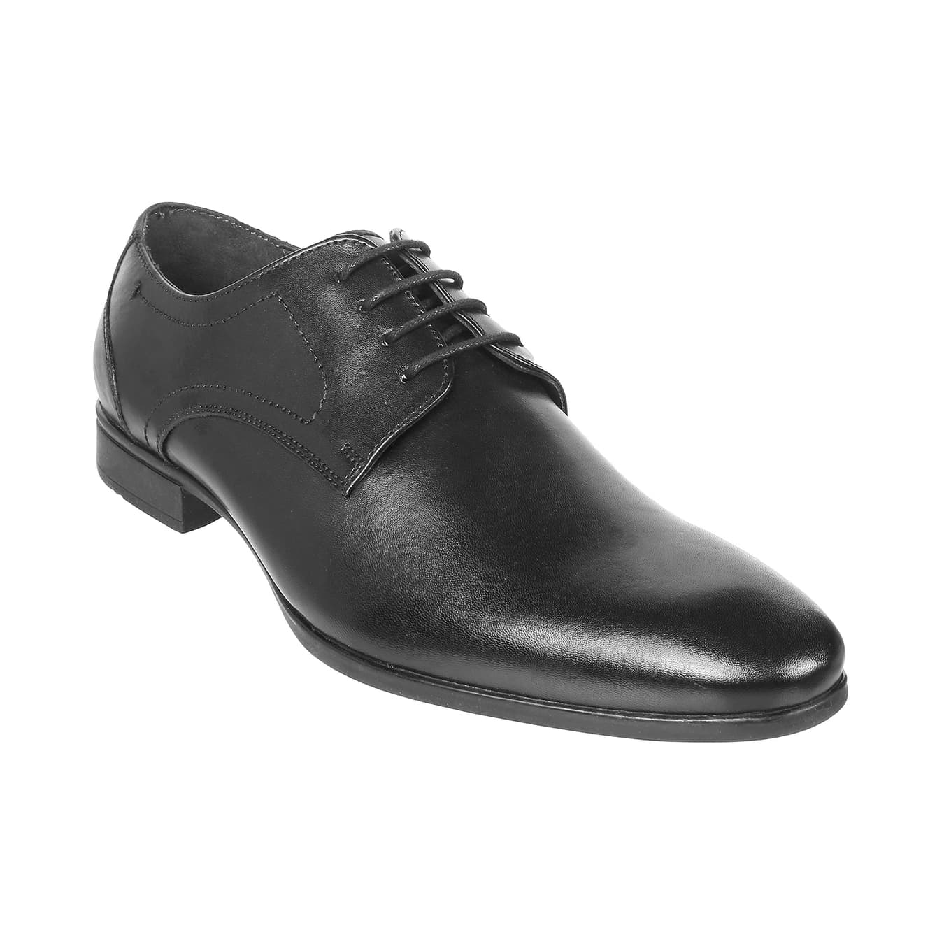 Men's Black Formal Almond Toe Leather Formal Shoes