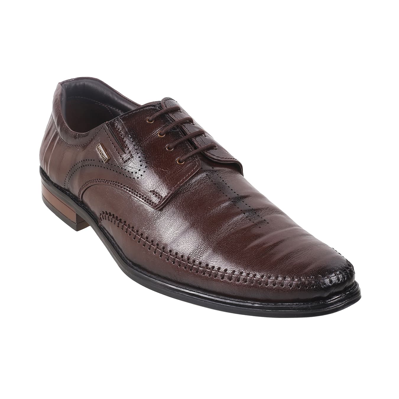 Men's Brown Formal Almond Toe Leather Formal Shoes